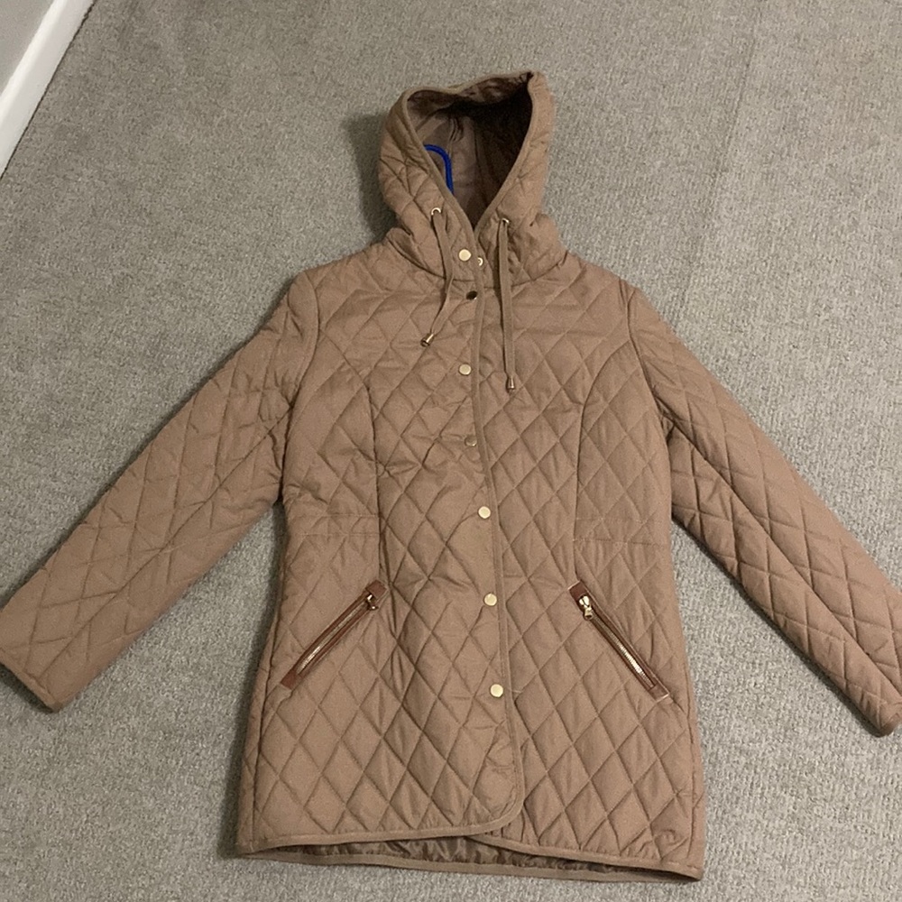 Tan Quilted Long Jacket from Mo-Ka